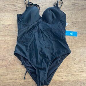 Cupshe Black LARGE Strappy Open Back One Piece Swimsuit E